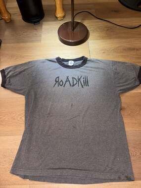 Vintage Roadkill Graphic Heather Gray Ringer T-Shirt XL